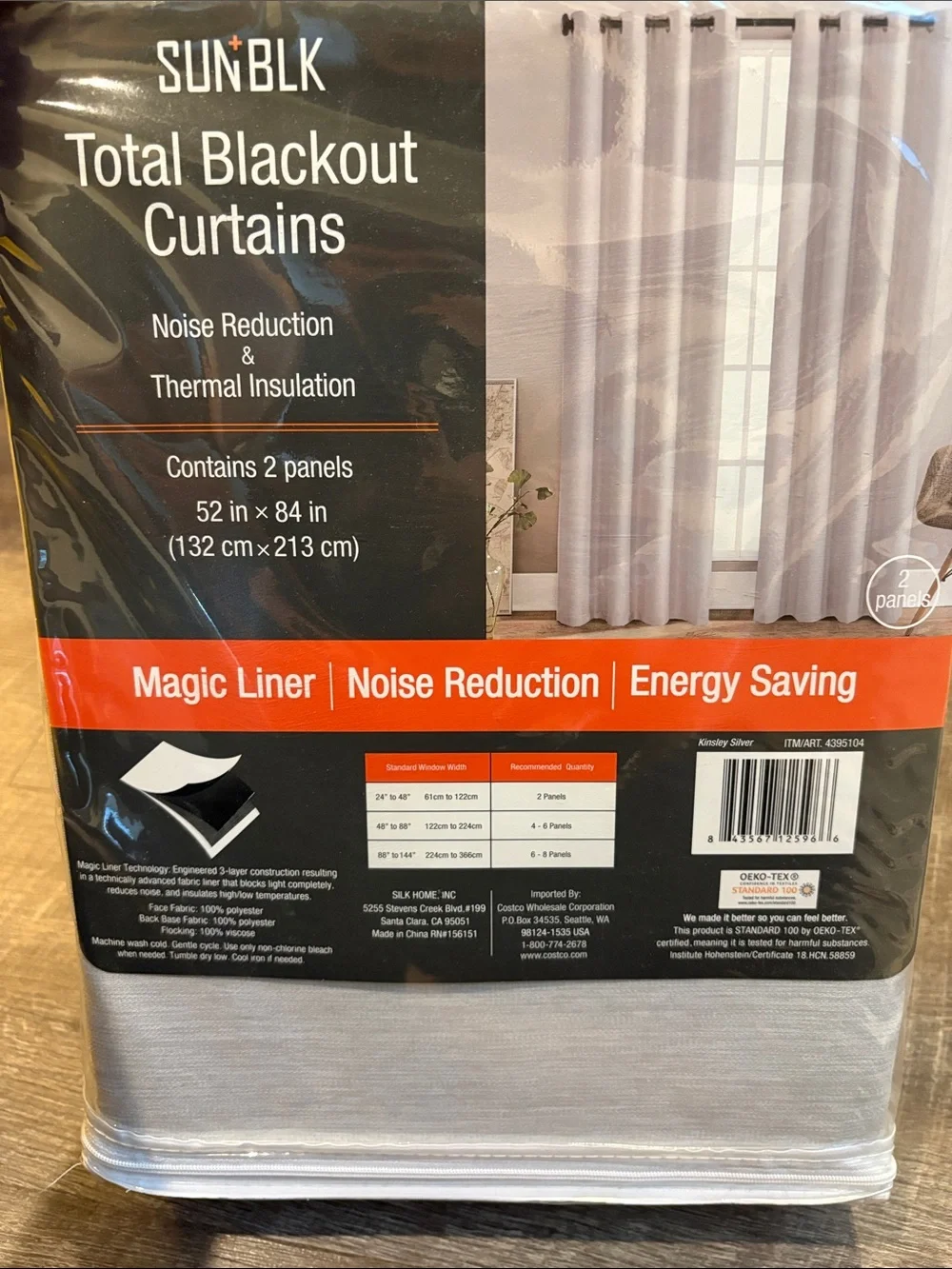 SUN+BLK Kinsley Total Blackout Window Curtains 2-pack Kinsley Silver 52x84”